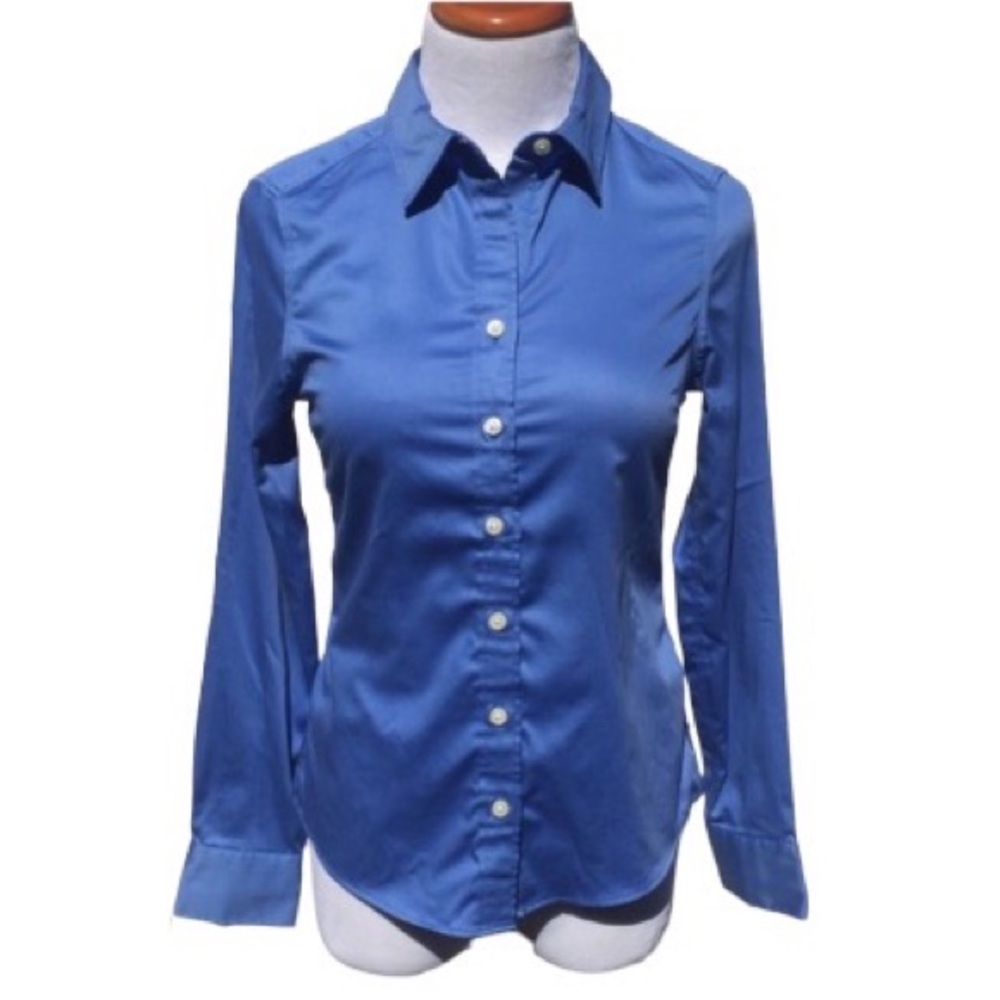 Banana Republic Non-Iron Stretch Cotton Button Down Dress Shirt, Royal Blue